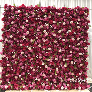 L-FW Vente en gros de feuilles vertes artificielles en soie 3D, fausses fleurs d'hortensia, de pivoine et de rose pour décoration murale de mariage - Product Image 2