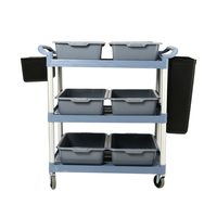 Chariot de rangement utilitaire robuste de grande taille avec roues, équipement de buffet, 3 niveaux, tube en aluminium et plastique, capacité de 50 kg, chariot alimentaire