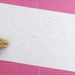 Ensemble <span class=keywords><strong>de</strong></span> règles courbes en plastique en trois parties (3 pièces) avec motif <span class=keywords><strong>de</strong></span> dessin animé et modèle <span class=keywords><strong>de</strong></span> vêtement à motif <span class=keywords><strong>de</strong></span> carte topographique - Product Image 3