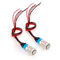 Lot de 2 interrupteurs à bouton-poussoir LED lumineux étanches en acier inoxydable de 12 mm, autobloquants 12V/24V IP65 1NO pour appareils électroménagers