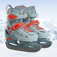 Patins à glace réglables Chaussures de patinage sur glace pour enfants Patins à lacets de hockey Rembourrage doux et soutien de la cheville renforcé avec 4 tailles
