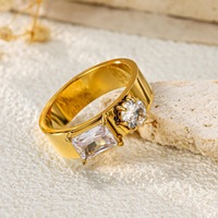 Bague de fiançailles minimaliste en acier inoxydable, style rétro, petite et exclusive, avec zircon, design plaqué argent, sensation haut de gamme