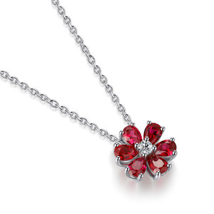 Collana con <span class=keywords><strong>Rubino</strong></span> Sintetico, Gioiello da Donna in Argento 925 con Motivo Floreale - Product Image 6