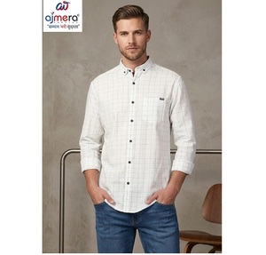 เสื้อเชิ้ตผู้ชายลำลอง ผ้าฝ้ายผสม แขนยาว ติดกระดุม ทรงเข้ารูป ใส่ทำงาน ใส่ได้ทุกวัน มีสไตล์ เสื้อธุรกิจทันสมัย - Product Image 1