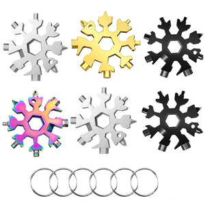 Mini Herramienta Multiusos 18 en 1 con Diseño de Copo de Nieve, <span class=keywords><strong>Llave</strong></span> Torx Metálica, Destornillador, Abridor de Botellas con Trinquete, Ajustable, Portátil, Herramientas de Bricolaje - Product Image 2