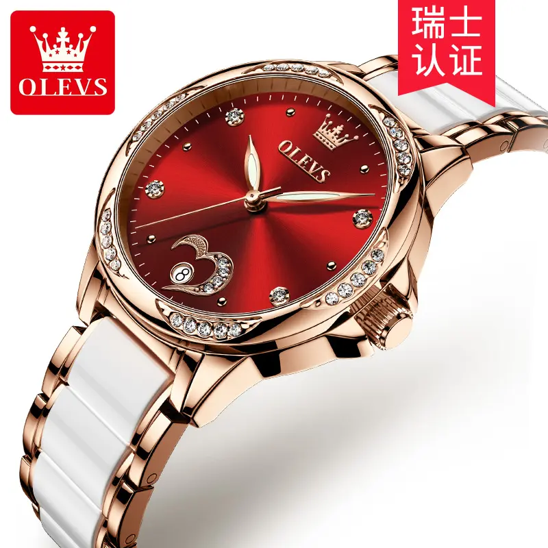 olevs watch price 6631 Set Waterproof Automatic Mechanical watch Female Ceramic watch Gift for Women Wristwatches