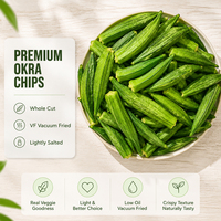OEM Bulk VF Gehele Okra Vacuüm Gefrituurd Licht Gezouten Knapperige Gehele Okra Snack Laag in Olie Gezond 10kg
