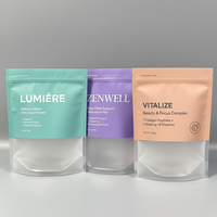 Sacs d'emballage en plastique de qualité alimentaire imprimés sur mesure, transparents, refermables avec fermeture éclair, à fond plat, avec fenêtre transparente givrée