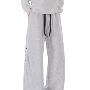 Pantalones Deportivos Anchos Color Gris Jaspeado para Hombre 2025 - Cordón y Botón a Presión, Estilo Casual Minimalista |   Personalizable - Product Image 4