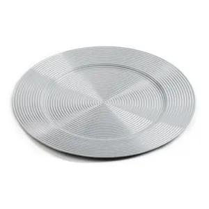 Modern Aluminium Polished Stripes Plate Round New Design Metal Dish Platters in Wholesale Price for Home Hotel Plate Charger