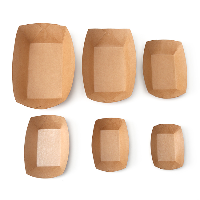 Kraft Food Take Away Fried Chicken Chips Boat Tray Paper Plate & Bowl for Packaging for Chips Chicken Other Snacks