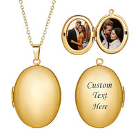 Collier de couple personnalisé vintage en acier inoxydable poli 316L avec pendentif ovale en chaîne de bambou pour cadeau