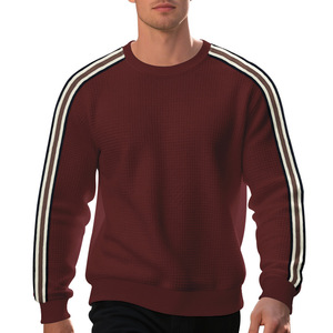 Sweat-shirt à manches longues pour homme, 95% polyester, 5% élasthanne, tricoté, texture ananas, 7 rayures, coupe décontractée, automne, en stock - Product Image 2