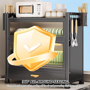 Scolapiatti estraibile doppio in metallo ecologico e impermeabile, porta piatti e ciotole, antipolvere, per armadietto da <span class=keywords><strong>cucina</strong></span> - Product Image 6