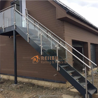 Reilbu Balustrades et mains courantes pour balcon Rampe d'escalier en verre inoxydable avec pince