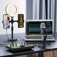 Kit d'Équipement de Studio pour Podcast : Interface Audio, Carte Son, Support Téléphone et Lumière d'Appoint pour Diffusion en Direct, Enregistrement et Podcasting