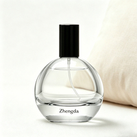 Botella de Vidrio Transparente Redonda de 30 ml, 50 ml, 75 ml, 100 ml para Exhibición de Fragancias Únicas y Elegantes, Botella de Perfume Exclusiva