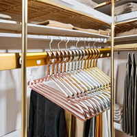 Vente en gros de cintres en métal avec logo personnalisé pour poupée européenne Présentoir de sous-vêtements en aluminium polyvalent avec crochets dorés pour pantalons Salle de bains