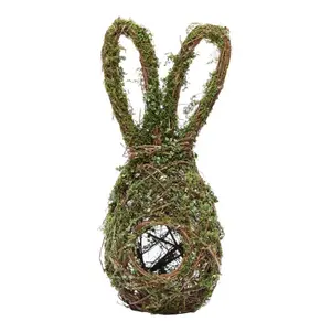 Rattan circle bird nest rabbit pendant Easter bunny doll