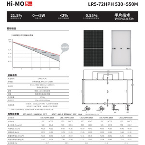 แผงโซลาร์เซลล์แบบฮาล์ฟเซลล์ Longi Hi-Mo 5m LR5-72HPH 530-550W สำหรับติดตั้งบนพื้นดิน - Product Image 2