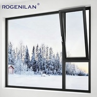 Fenêtre à battant moderne en aluminium ROGENILAN pour extérieur, insonorisée, double vitrage trempé, fenêtres sur mesure pour maisons
