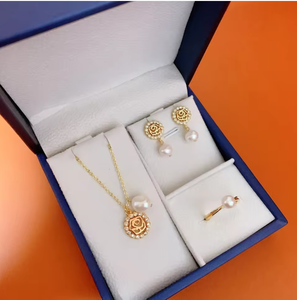 Ensemble collier, bracelet et boucles d'oreilles en perles avec pendentif cœur élégant 2026ZP pour femme, idéal pour les célébrations - Product Image 3