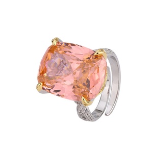 High Quality Eco-friendly Copper Large 15*20mm Dried Rose Zircon Square Necklace and <b>Rings</b> <b>Set</b> Necklace <b>Sets</b> for <b>Women</b> Jewelry - Product Image 2