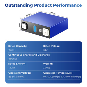 Célula de batería prismática LiFePO4 de alta potencia 3,2 V 150Ah 3000 ciclos para ESS Solar EV Paquete de batería de litio personalizado 150Ah - Product Image 4