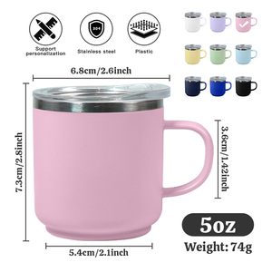 5oz Stainless Steel inner plastic outer Coffee Mug mini shot <strong>glass</strong> with handle lid kids cup customize logo - Product Image 3