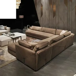 Kf Casa 7 Seater Couch Living Room Sectional Modern Wooden Sofa Set Designs Synthetic Leather