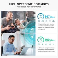 SYONG USB 3.0 WiFi Adaptörü Çift Bant 2.4G&5.8G, 1300Mbps Sürücüsüz Wi-Fi Dongle Kablosuz Ağ Adaptörü PC Dizüstü Bilgisayar Windows için
