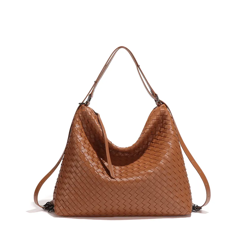 2024 new fashion women's bag handmade woven bag woven retro simple large capacity backpack shoulder handbag crossbody bag
