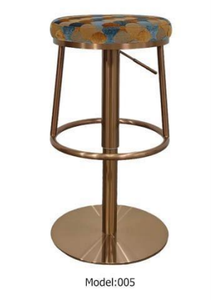 Restaurants and hotels feature modern rose gold stainless steel bar <b>stools</b> with swivel bases and <b>height</b>-<b>adjustable</b> ottoman legs - Product Image 6