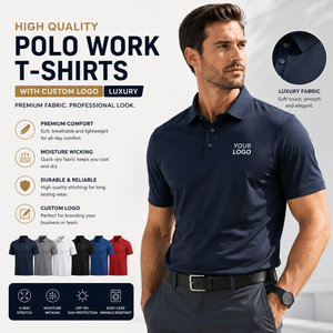 High Quality <b>Polo</b> Work T <b>Shirts</b> <b>With</b> Custom Logo Luxury 92% Polyester 8% Spandex Moisture Wicking Stretch Business <b>Polo</b> <b>Men</b> - Product Image 1