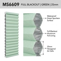 Tissu pour stores alvéolaires occultants intégraux en non-tissé spunlace imperméable, vert, 25 mm, sur mesure