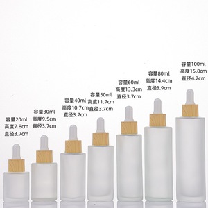 Set de Botellas de Vidrio para Suero y Aceite para el Cuidado de la Piel de Lujo, 20ml 30ml 40ml 50ml 60ml 80ml 100ml, Botella de Vidrio Esmerilado con Gotero y Hombro Plano - Product Image 6