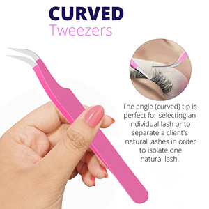 Stainless Steel Eyelash Tweezers Non-Stick Diy Lash Tweezers Diy Non Sticky Tweezer Applicator <b>Tools</b> for Press on Lashes - Product Image 3