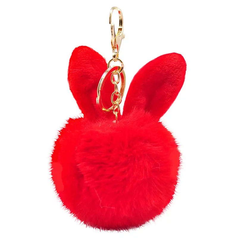 토끼 귀 봉제 폼폼 열쇠 고리 부활절 장식 토끼 귀 가방 매달려 액세서리 봉제 열쇠 고리