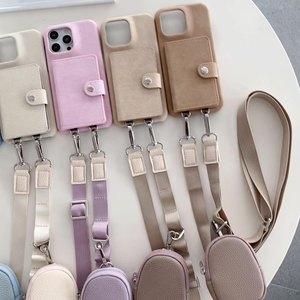 <span class=keywords><strong>Porte</strong></span>-cartes en cuir de <span class=keywords><strong>luxe</strong></span> pour iPhone 16 15 14 Pro Max avec bandoulière - Product Image 2