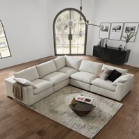 Canapé-lit modulaire en tissu de style européen avec un design moderne, éponge haute densité pour appartement, villa, école et salon