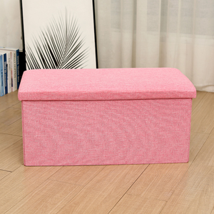 Cubo otomano de almacenamiento lujoso moderno directo de fábrica, taburete de pie plegable, asiento acolchado de tela tapizada, almacenamiento para reposapiés - Product Image 2