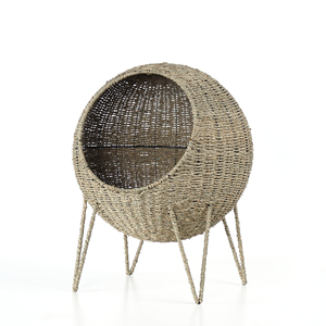 XH verano fresco ecológico tejido a mano material natural agua Jacinto algas marinas gato perro cama casa red jaulas para mascotas y cesta para mascotas - Product Image 3