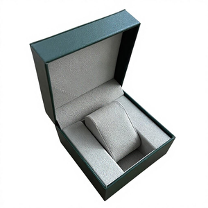 Elegante Caja de Reloj de Cuero PU Verde para Hombre, Diseño Minimalista con Servicio de Personalización de Marca para Regalos Promocionales - Product Image 1