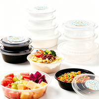 Bol à soupe rond jetable en PP pour emporter, récipients alimentaires jetables en plastique micro-ondables avec couvercles