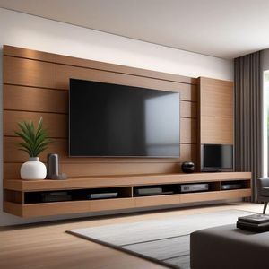 Mobile TV <span class=keywords><strong>Moderno</strong></span> di Lusso a Parete con Supporto Fluttuante per <span class=keywords><strong>Soggiorno</strong></span>, Camera da Letto, Appartamento, Hotel, con Funzioni di Archiviazione, Adatto per TV da 65+ Pollici - Product Image 1