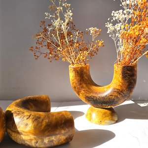 Jarrón de resina redondo para mesa, con doble tubo hueco y superficie rugosa, decoración para el hogar - Product Image 6
