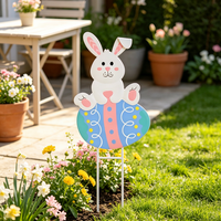 Décoration de jardin ODM OEM : Poteau décoratif Lapin de Pâques mignon avec œuf de Pâques pour l'extérieur au printemps