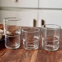 Verres à eau et à café empilables en verre transparent simple, style américain, avec logo personnalisé, pour jus et sodas, vente en gros