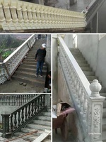 Moulage de garde-corps d'escalier incliné de style européen pour villa, balustrade extérieure avec design de colonne romaine