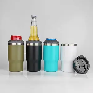 Wholesale Beer Can Sleeve Blank In Bulk holder Blank Sublimation 4 in 1 Drink Stainless Steel Metal Can cooler